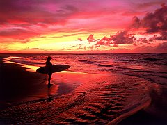 Surfer at Twilight, Hawaii